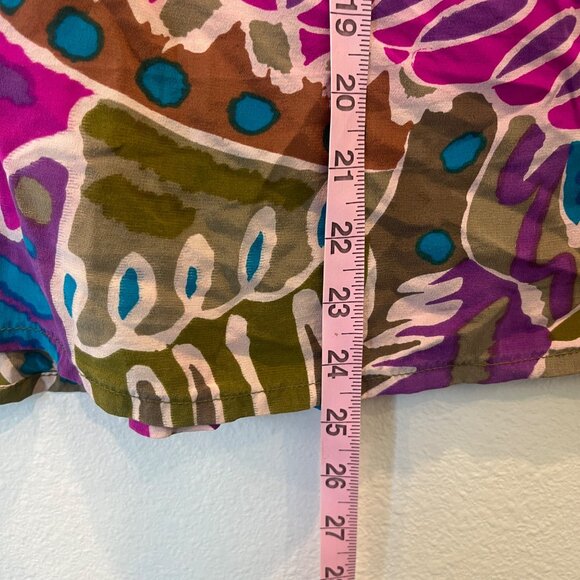 Restless Clothiers 100% Silk Hawaiian Style Top Short Sleeves Button Colorful Sm - Picture 8 of 8